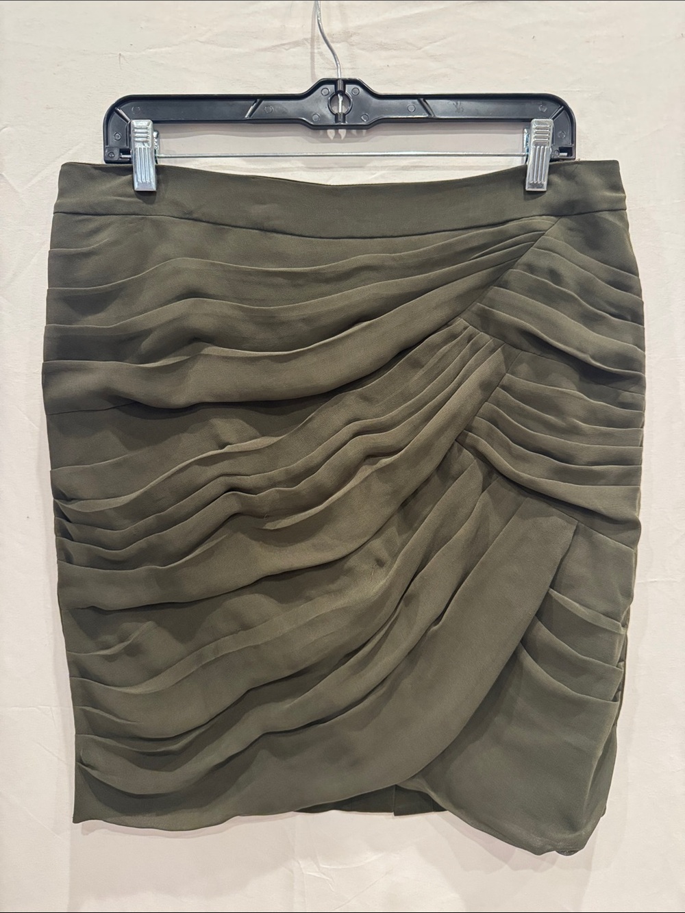 Banana Republic Olive Draped Mini Skirt 12 Cotton